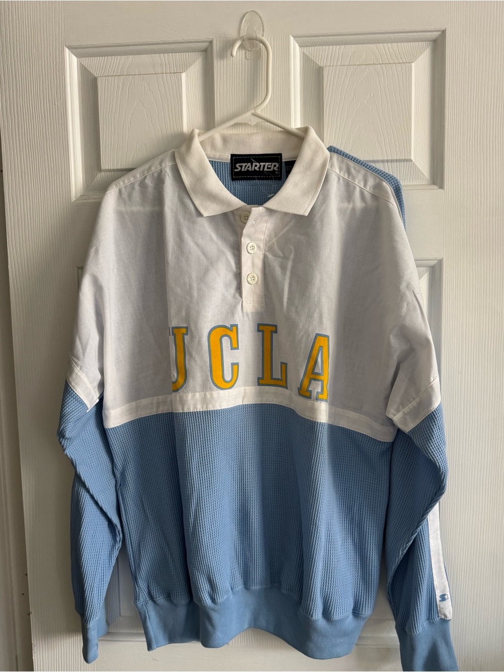 NWT Vintage Starter UCLA Long Sleeve Polo Shirt Large - Retro Waffle Knit - Picture 3 of 5